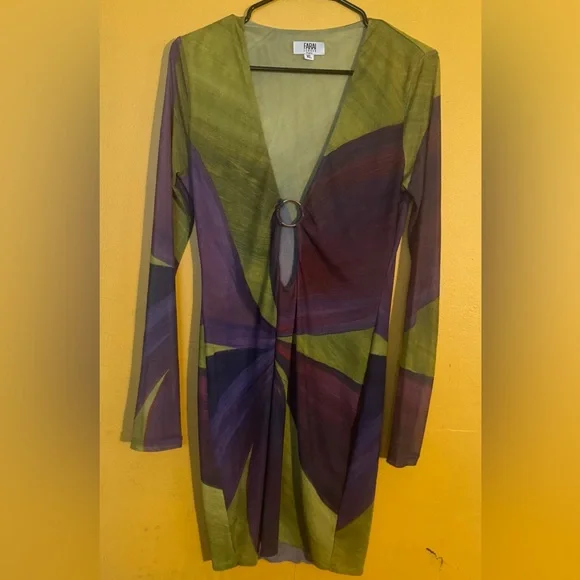 Purple and Green Cutout Dress - Picture 2 of 3